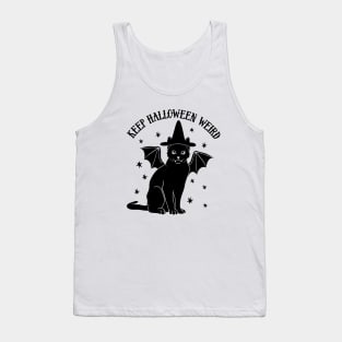 Cute Retro Black Cat Witch Bat - Keep Halloween Weird Tank Top